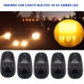 Npauto 5pcs Smoked Cab Marker Lights 24 Led Amber Roof Running Top Clearance W Wiring Pack Replacement For 2003-2018 Dodge Ram