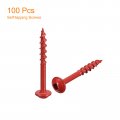Uxcell 8x1-1 2 Pocket Hole Screws 100pcs Square Drive Self Tapping Wood With Red Coated For Woodworking