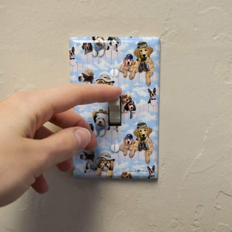 Dogs Puppies Club Pattern Plastic Wall Decor Toggle Light Switch Plate Cover