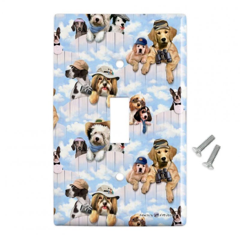 Dogs Puppies Club Pattern Plastic Wall Decor Toggle Light Switch Plate Cover