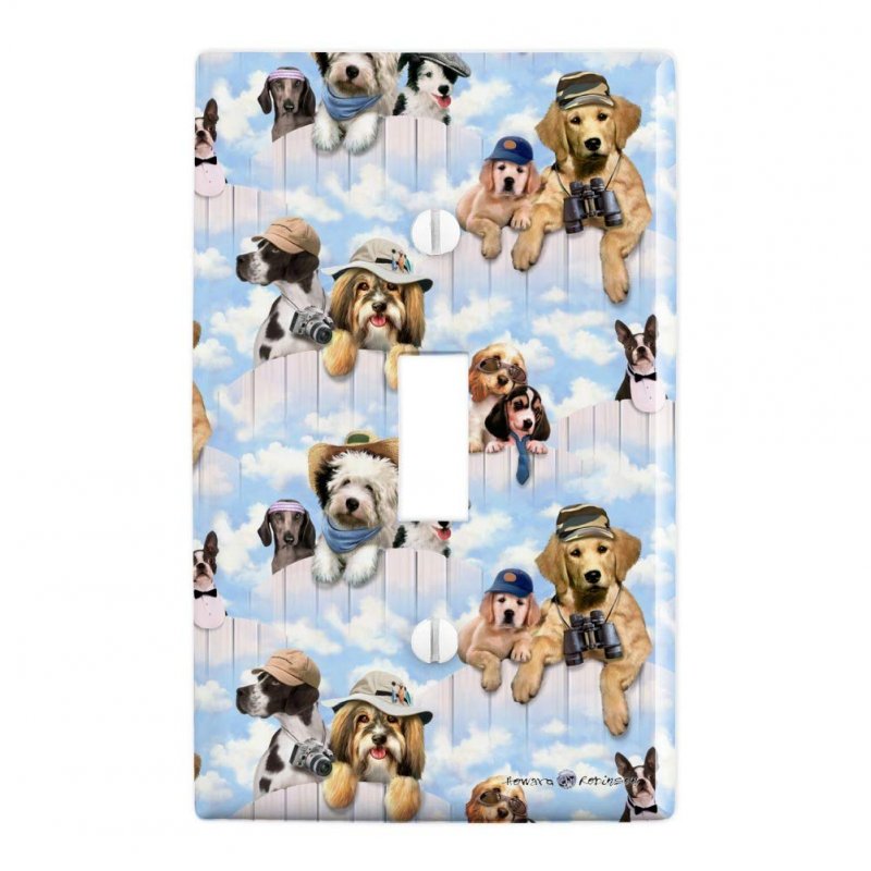 Dogs Puppies Club Pattern Plastic Wall Decor Toggle Light Switch Plate Cover
