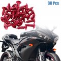 Uxcell 30pcs 5mm Red Metal Motorcycle Car Cross Head Self Tapping Bolts Bumper Screws Caps Universal Replacement