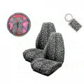 Multi B A Set Of 2 Universal Fit Animal Print High Back Bucket Seat Covers Wheel Cover Shoulder Pads And 1 Key Fob Cheetah 