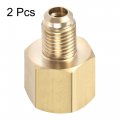 Uxcell Brass Pipe Fitting 1 4 Sae Flare Male 3 8 Female Thread Tube Adapter Connector For Air Conditioner Refrigeration 2pcs