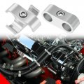 X Autohaux 3pcs Aluminum Alloy An4 Car Hose Separator Clamp Fuel Line Connector For Oil Silver Tone