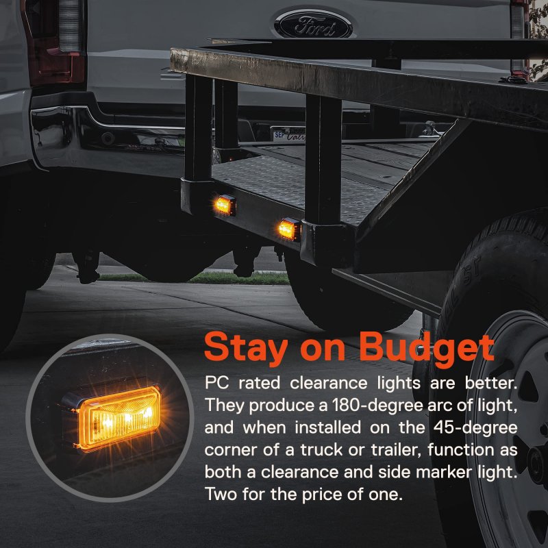 True Mods 12 Pack Amber Rectangle Led Trailer Marker Lights 2 5 In Clearance Side With Black Bezel For Truck Rv Boat Marine