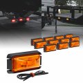 True Mods 12 Pack Amber Rectangle Led Trailer Marker Lights 2 5 In Clearance Side With Black Bezel For Truck Rv Boat Marine 