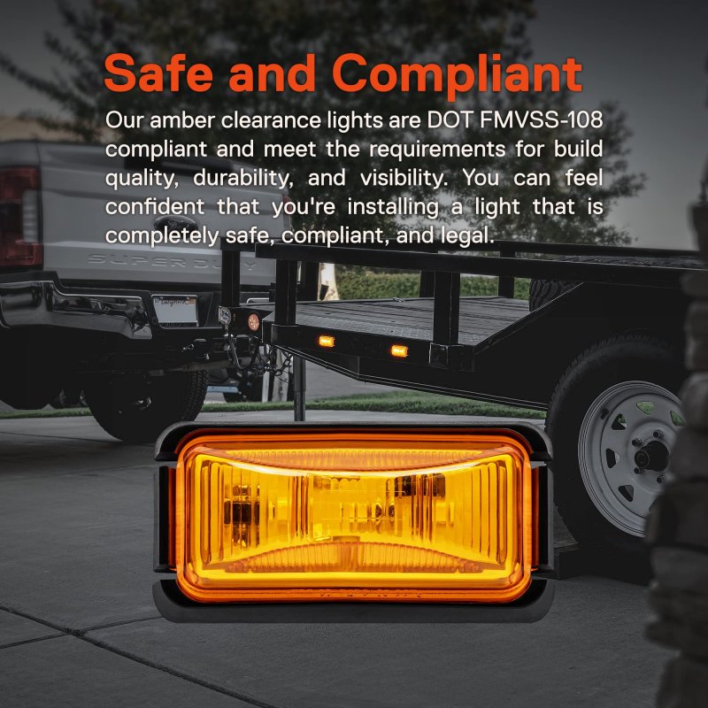 True Mods 12 Pack Amber Rectangle Led Trailer Marker Lights 2 5 In Clearance Side With Black Bezel For Truck Rv Boat Marine