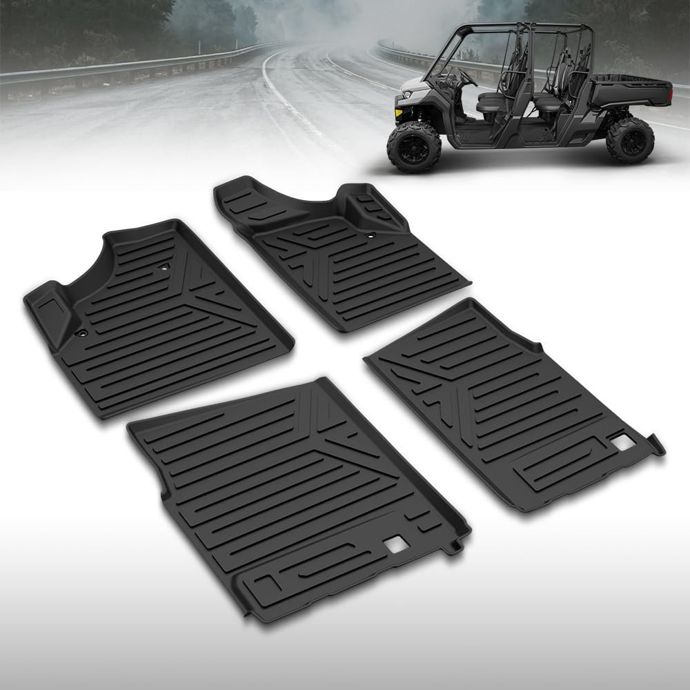 Tpe Front Floor Mat Pad Liners For Can Am Defender Max Hd7 Hd8 Hd9 Hd10 2016 2025 All Weather Protection 1st Row Cargo Mats 4