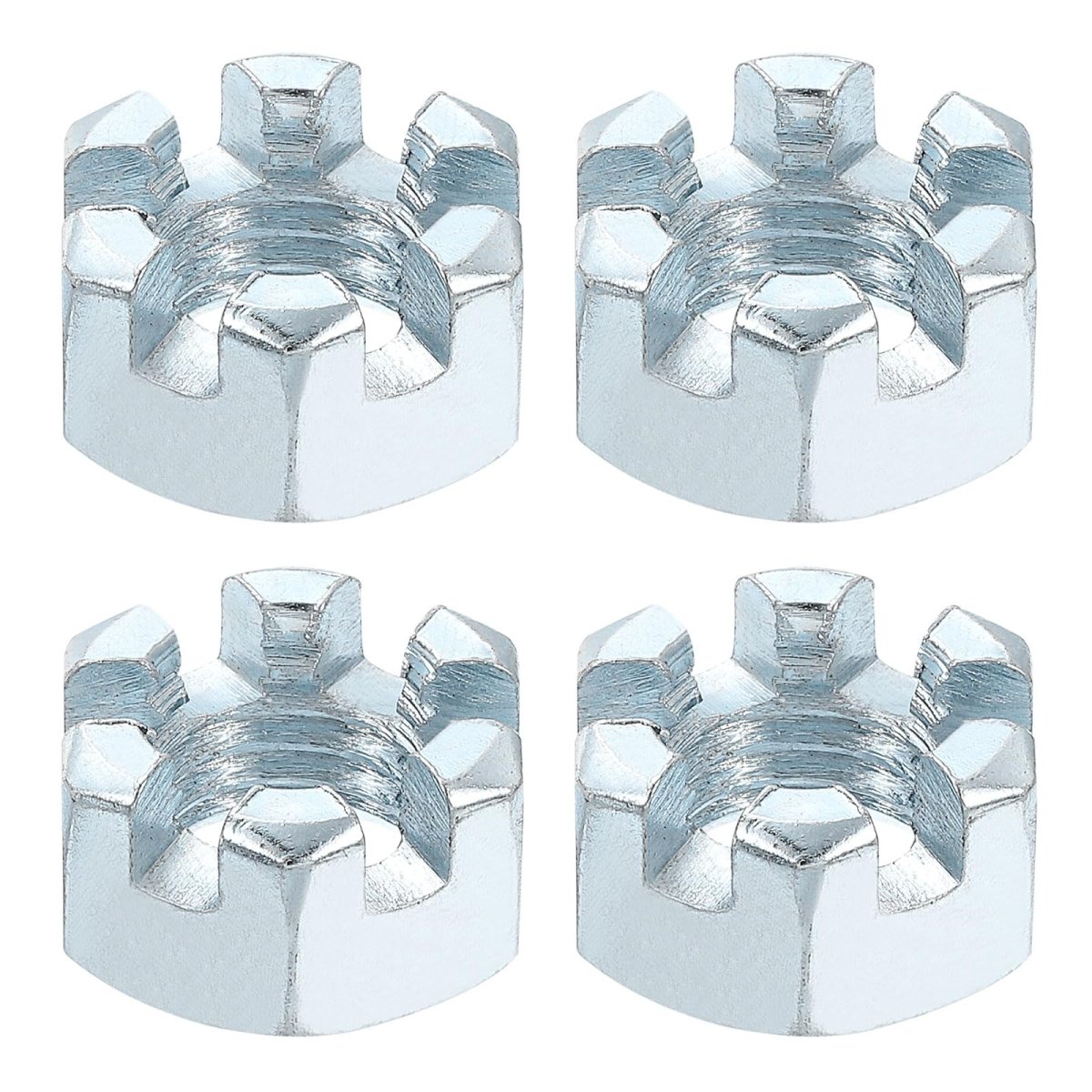5 8-11 Unc Hexagon Slotted Nut Grade 6 8 Zinc-plated Carbon Steel Hex Nuts Good For Machinery Repairing Silver 4pcs