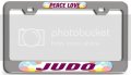 Peace Love Judo 3d Metal License Plate Frame Universal Fit For Auto Suv And Truck Tag Holder Heavy Duty Steel 12 In X 6
