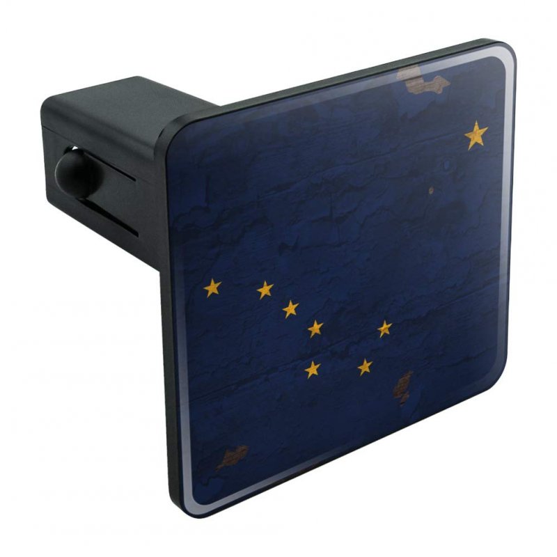 Rustic Alaska State Flag Distressed Usa Tow Trailer Hitch Cover Plug Insert