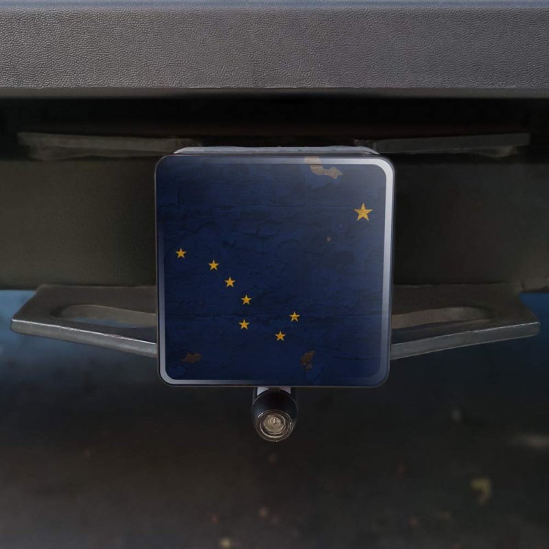 Rustic Alaska State Flag Distressed Usa Tow Trailer Hitch Cover Plug Insert