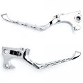 Chrome Hand Levers Skull Cross Grooved Replaceable Medallion Emblems Compatible With Harleys
