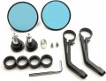 Billet Cnc Bar End Mirrors 7 8 In 22 Black For Sr500 Xs650 Cb750 Cafe Racer Blue Tinted Lens Aluminum Side Pair 