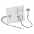 Fydun Rv Exterior Shower Box Kit White Caravan Dual Valve Cold Heat Double Control With Metal Hose Spray Head Lock Keys 1 2inch