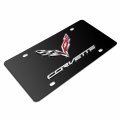 Ipick Image For Chevrolet Corvette C7 3d Logo Black Metal License Plate
