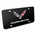 Ipick Image For Chevrolet Corvette C7 3d Logo Black Metal License Plate