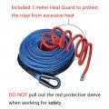 Astra Depot 95ft 3 8 Blue Synthetic Winch Rope Line Cable 22000lbs Rock Heat Guard Recovery Car Atv Utv Truck Boat