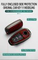 Ontto Key Fob Cover Fit For Volkswagen Touareg 2012-2017 Carbon Texture Jacket Stylish Car Case Metal Shell Red