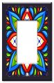 Art Plates Decorative Light Switch Cover Metal Wall Plate 1 Gang Decora Black Mexican Talavera Tile Printed Image 