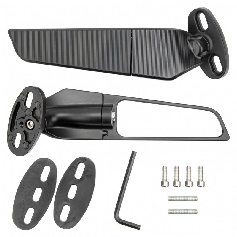 Fydun 2pcs Motorcycle Mirrors Rear View Side Adjustable Rotating Wind Wing Mirror Left Right For Ninja 250 300 H2 H4