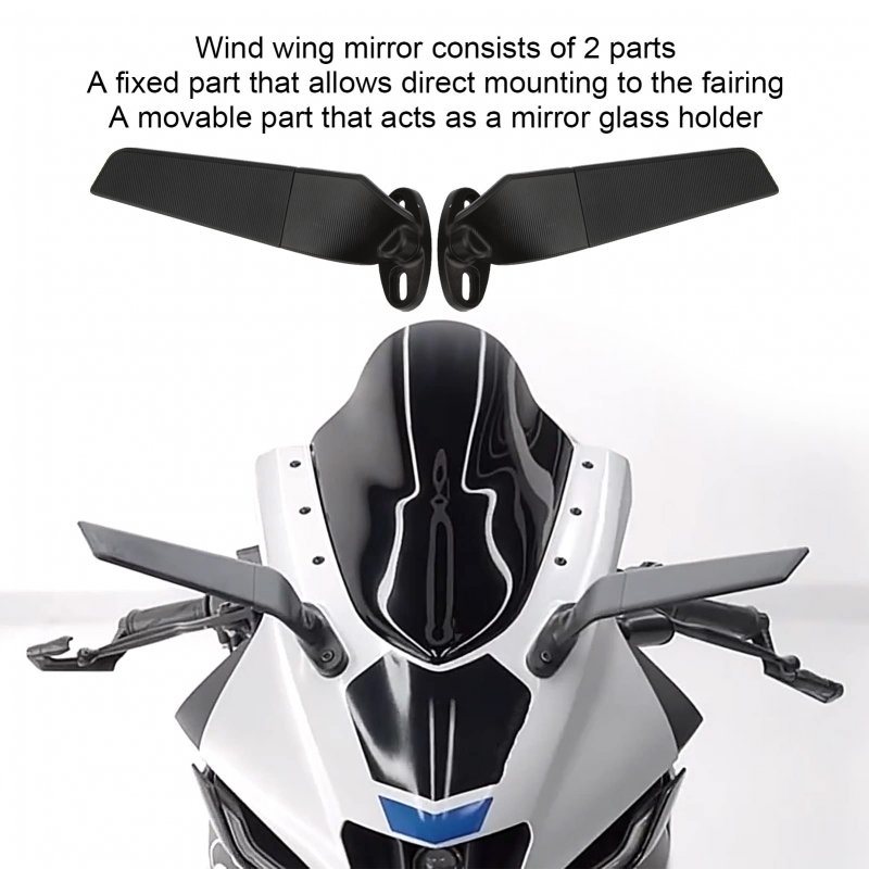Fydun 2pcs Motorcycle Mirrors Rear View Side Adjustable Rotating Wind Wing Mirror Left Right For Ninja 250 300 H2 H4