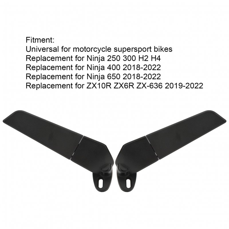 Fydun 2pcs Motorcycle Mirrors Rear View Side Adjustable Rotating Wind Wing Mirror Left Right For Ninja 250 300 H2 H4