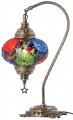 Demmex Turkish Moroccan Mosaic Table Lamp With Big Shade Decorative Tiffany Style Gooseneck Exotic Oriental Colorful Desk 