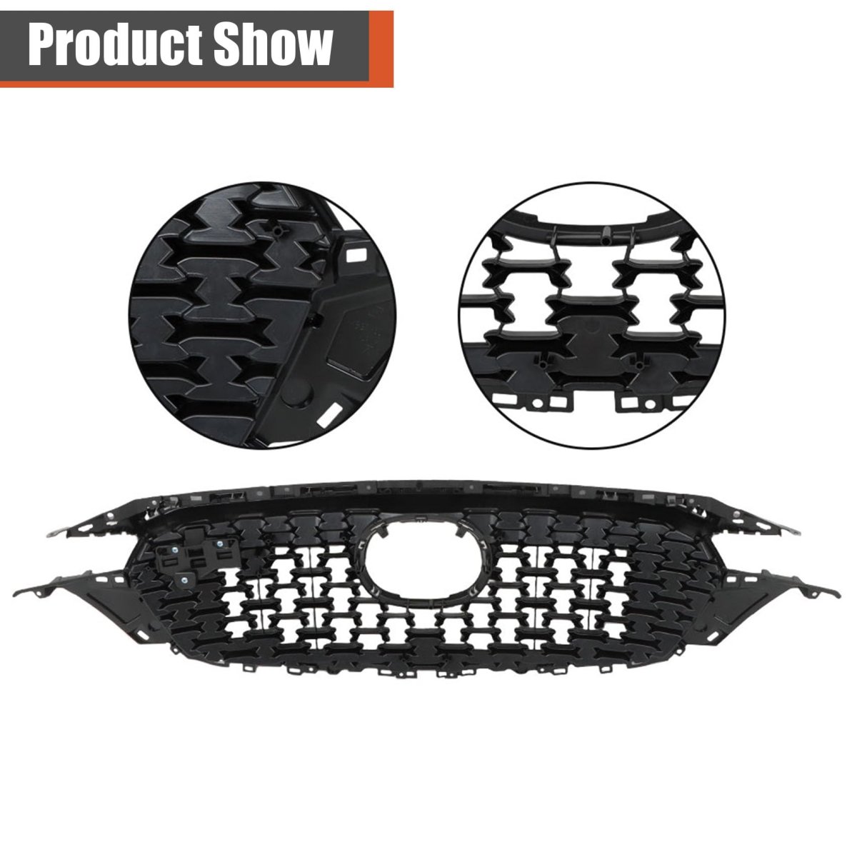 Front Bumper Grille Upper Glossy Black With Chrome Molding Trim 3pcs Replacement For Cx-5 2022-2023 Ksd450710a