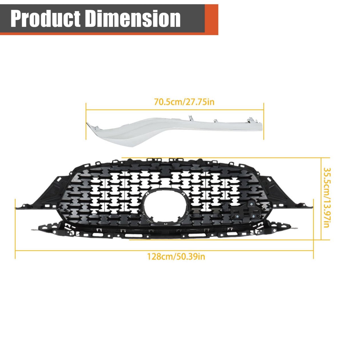 Front Bumper Grille Upper Glossy Black With Chrome Molding Trim 3pcs Replacement For Cx-5 2022-2023 Ksd450710a