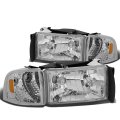 Compatible With Dodge Ram Br Be Pair Of Chrome Housing Amber Corner Headlight Led 3rd Brake Light