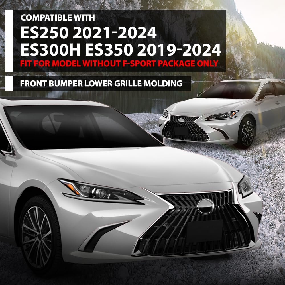 Front Bumper Lower Grille Trim Molding Chrome Fit Lx Es250 2021-2024 Es300h Es350 2019-2024 Model W O F-sport Package Only