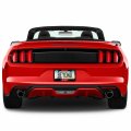 Ford Mustang Script Red Racing Stripe Black Metal License Plate Frame