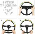 Jeocody Cow Print Car Accessoriescar Steering Wheel Cover With Soft Handbrake Gear Shift Protector Non Slip Decoration-black