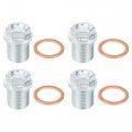 X Autohaux 4 Pcs M18x1 5 Steel Engine Oil Drain Plug Screw With Seal Ring For Volvo Xc60 Xc90 S90 S70 C70 Ford Focus Silver