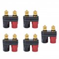 5pcs Couple Binding Posts Amplifier Terminal Post Copper Gold Plated Dual 2-way Banana Plug Jack Black And Red 