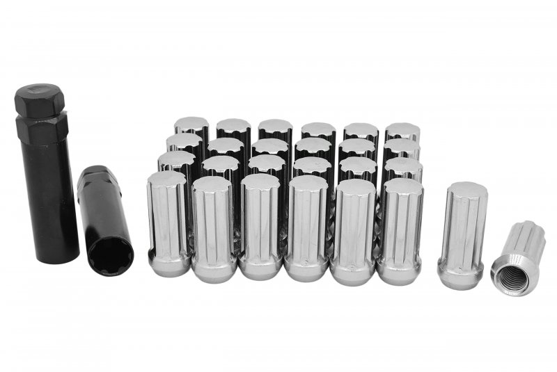 Venum Wheel Accessories 24 Pc Chrome Spline Locking Lug Nuts 14x2 0 Thread Pitch 6x135 2003-2014 F150 2 Socket Keys