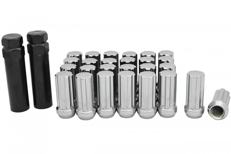 Venum Wheel Accessories 24 Pc Chrome Spline Locking Lug Nuts 14x2 0 Thread Pitch 6x135 2003-2014 F150 2 Socket Keys