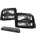 Ford Super Duty Pair Of Black Housing Clear Corner Headlight Smoke Led 3rd Brake Light W O Cargo 