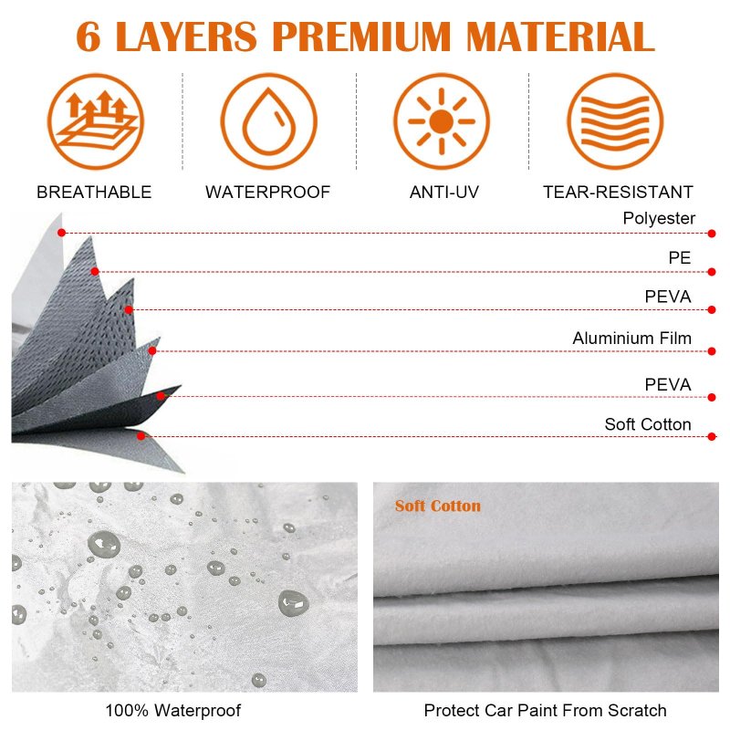 Waterproof Car Covers Replace For 2002-2023 Toyota 4runner 6 Layers Sliver All Weather Custom-fit Cover With Zipper Door Snow