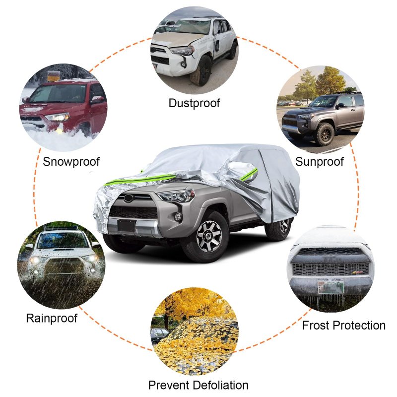 Waterproof Car Covers Replace For 2002-2023 Toyota 4runner 6 Layers Sliver All Weather Custom-fit Cover With Zipper Door Snow