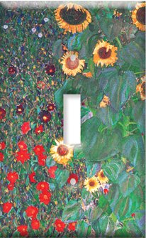 Art Plates One Gang Duplex Outlet Cover Decorative Metal Wall Plate Klimt Sunflowers