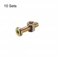 Uxcell M6 X 25mm Furniture Bolts Nut Set Hex Socket Screw With Barrel Nuts Phillips-slotted Zinc Plated 10 Sets