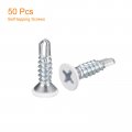 Uxcell 8 X 3 4 White Screws Self Drilling 50pcs Flat Head Phillips Sheet Metal Screw Wood To