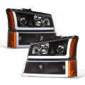 Tlaps 7422457644621 For 2003-2006 Chevy Silverado 2007 Classic 2002-2006 Avalanche Drl Led Strip Bar Black Housing Projector 