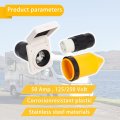 Wadoy 50 Amp Rv Power Inlet Plug Set 125v 250v Electrical With Connector Cord Cover Ring For Camper Trailer Boat Caravan Truck