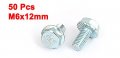 Uxcell A15121600ux0663 M6x12mm Grade 8 Metric Serrated Hex Flange Screws Bolts Pack Of 50