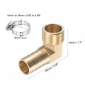 Uxcell Brass Hose Barb Fitting Elbow 19mm X G3 4 Male Thread Right Angle Pipe Connector With Stainless Steel Clamp