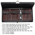 Uxcell Combination Hex Torx And Spline Socket Bits Set 1 2 3 8 Square Drive Cr-v Adaptor S2 Steel Bit With Metal Storage Box